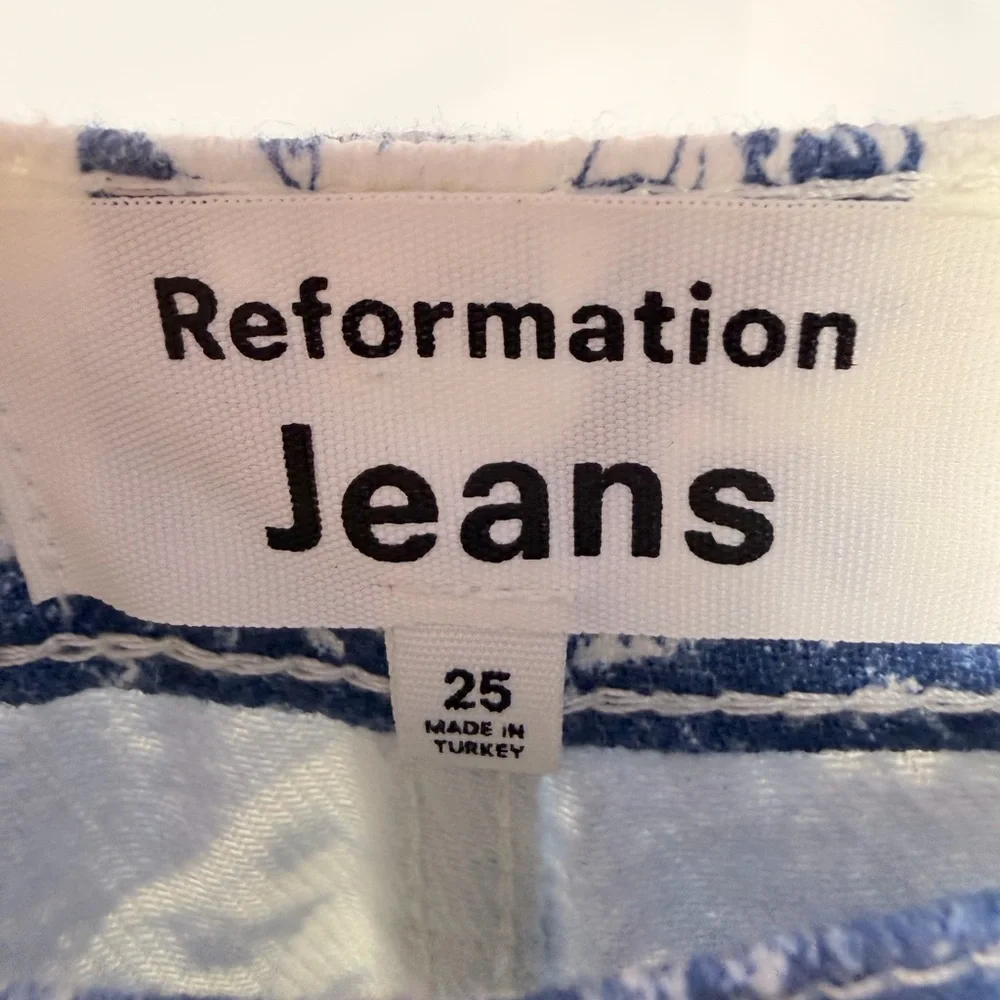 Reformation Pastoral High Rise Straight Jeans in Blue White Size‎ 25 - Picture 6 of 10